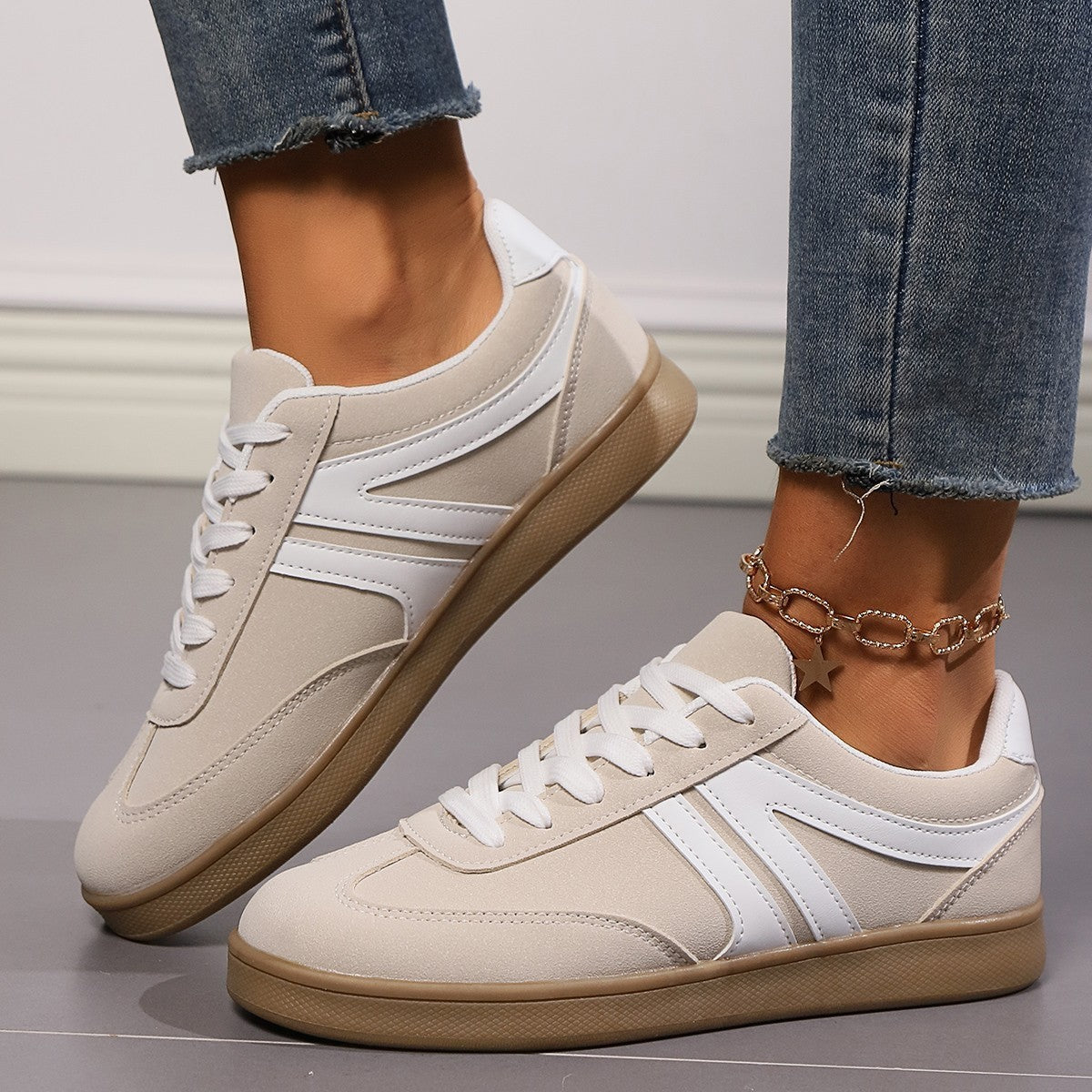 Lace-up Round Toe Flats Shoes For Women