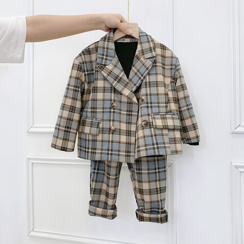 Kids plaid jacket/Coat set