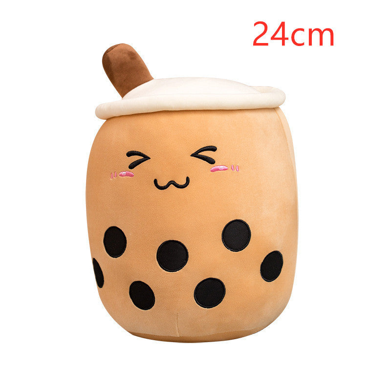 Cute Boba Tea Cup/Bubble Tea Cup/Strawberry Milk Tea Plush Pillow