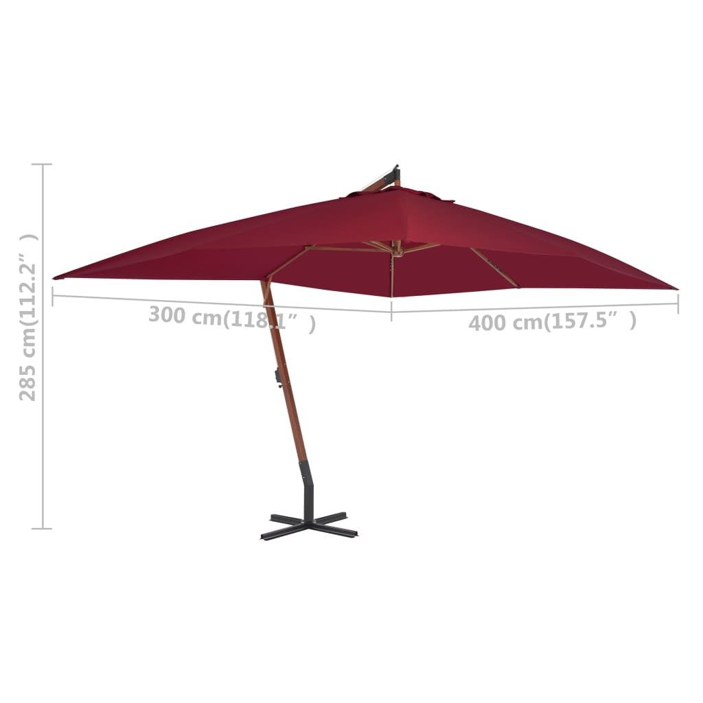 Cantilever Garden Parasol with Wooden Pole 400x300 cm