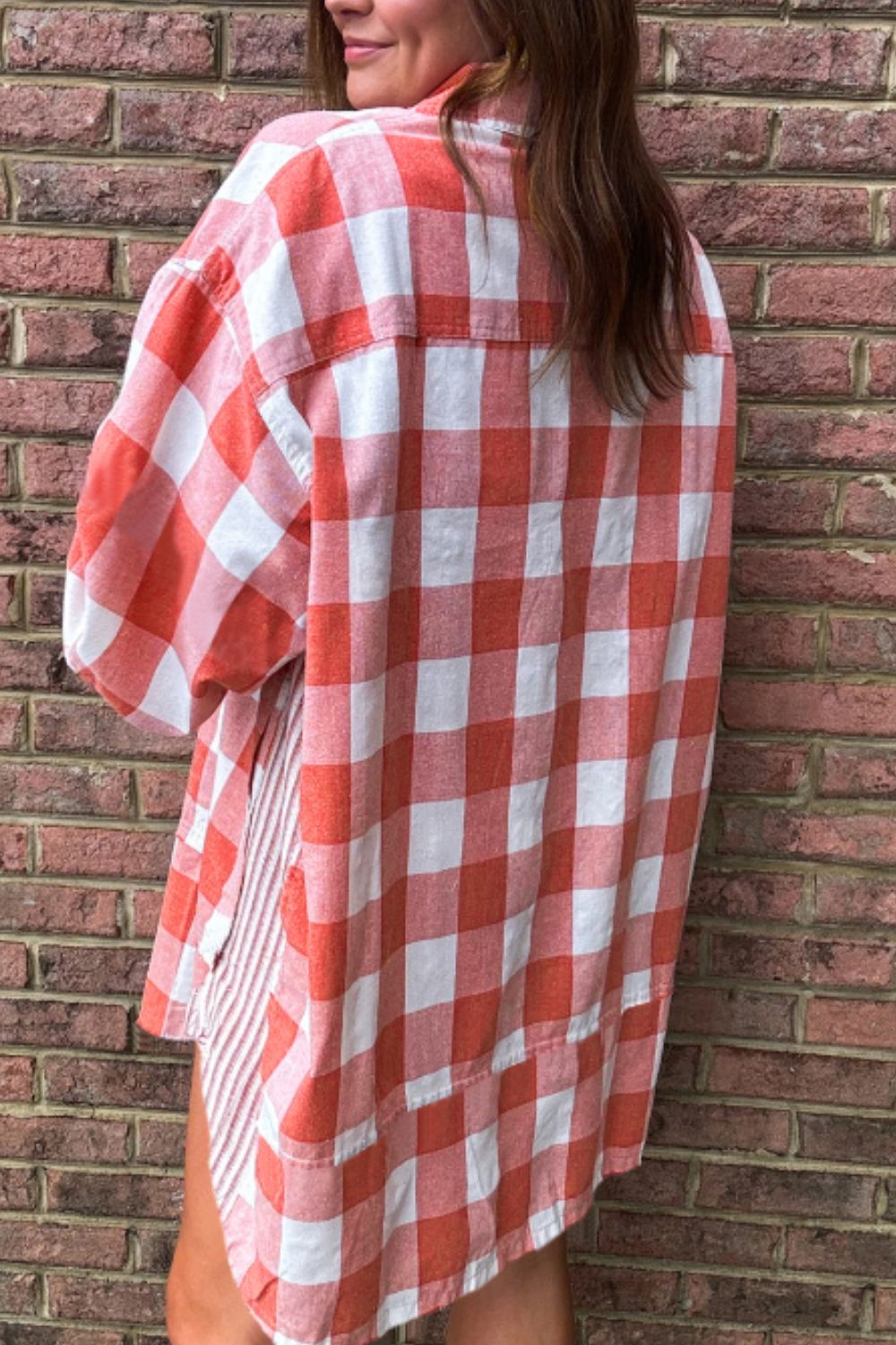 Plaid Collared Neck Long Sleeve Shirt Dress