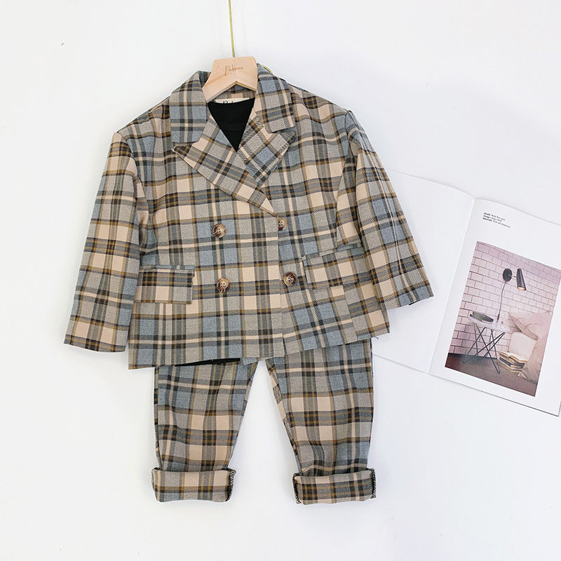 Kids plaid jacket/Coat set