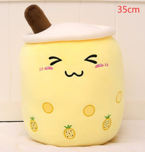 Cute Boba Tea Cup/Bubble Tea Cup/Strawberry Milk Tea Plush Pillow