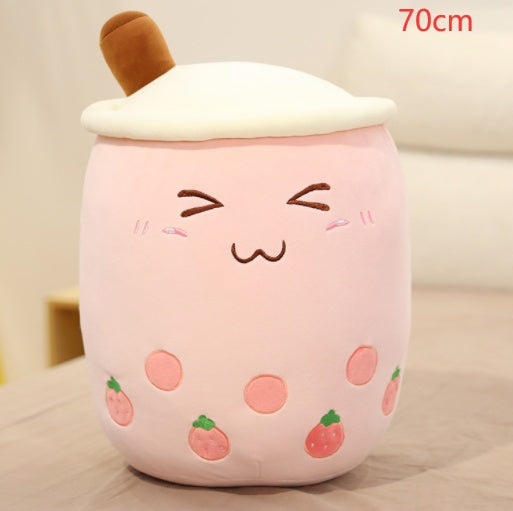 Cute Boba Tea Cup/Bubble Tea Cup/Strawberry Milk Tea Plush Pillow