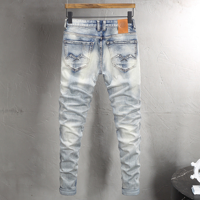 Washed Distressed Pocket Slim Trousers