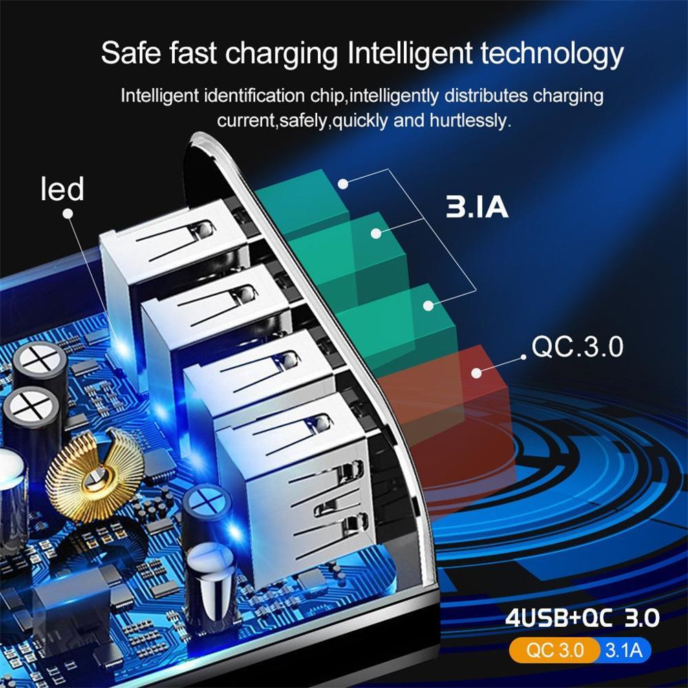 Illuminated 4 USB Mobile Phone Fast Charger