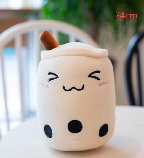 Cute Boba Tea Cup/Bubble Tea Cup/Strawberry Milk Tea Plush Pillow