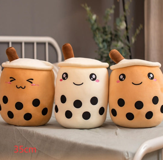 Cute Boba Tea Cup/Bubble Tea Cup/Strawberry Milk Tea Plush Pillow