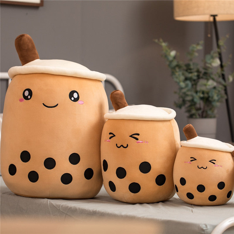 Cute Boba Tea Cup/Bubble Tea Cup/Strawberry Milk Tea Plush Pillow