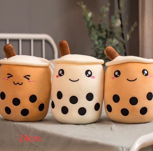 Cute Boba Tea Cup/Bubble Tea Cup/Strawberry Milk Tea Plush Pillow