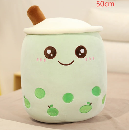 Cute Boba Tea Cup/Bubble Tea Cup/Strawberry Milk Tea Plush Pillow