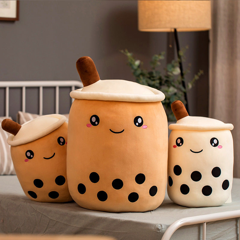 Cute Boba Tea Cup/Bubble Tea Cup/Strawberry Milk Tea Plush Pillow