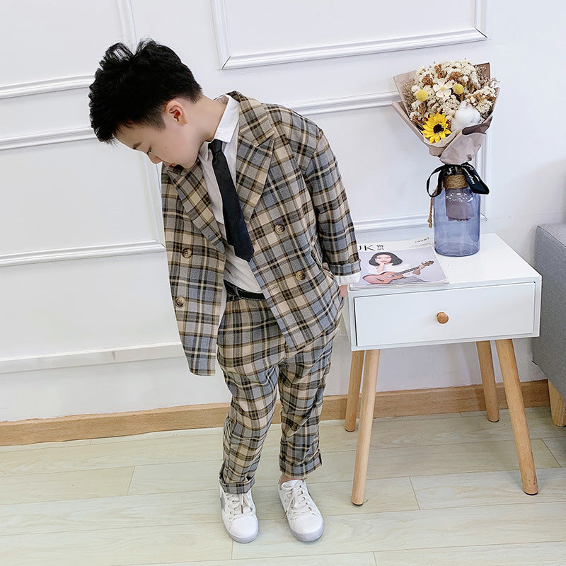 Kids plaid jacket/Coat set