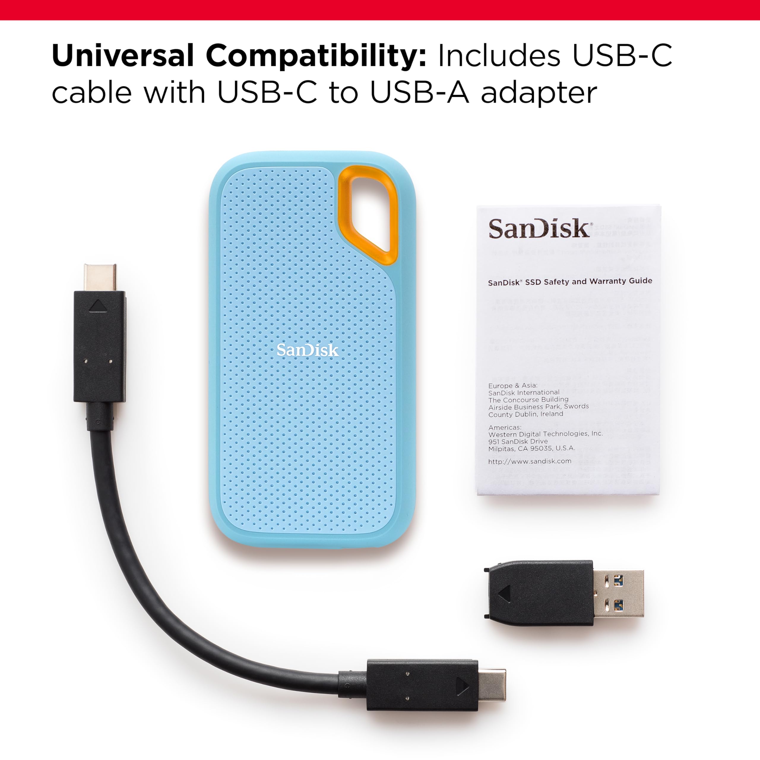 SanDisk 2TB Extreme Portable SSD - Up to 1050MB/s, USB-C, IP65 Water  SDSSDE61-2T00-G25