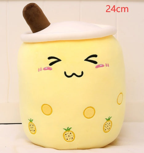 Cute Boba Tea Cup/Bubble Tea Cup/Strawberry Milk Tea Plush Pillow