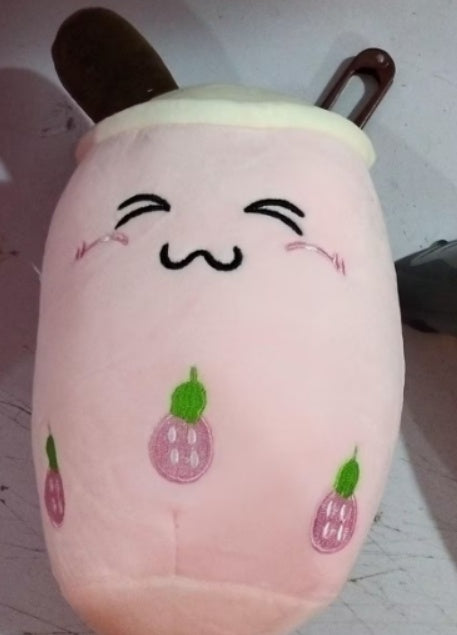 Cute Boba Tea Cup/Bubble Tea Cup/Strawberry Milk Tea Plush Pillow