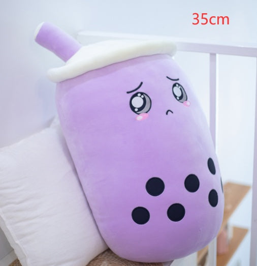 Cute Boba Tea Cup/Bubble Tea Cup/Strawberry Milk Tea Plush Pillow