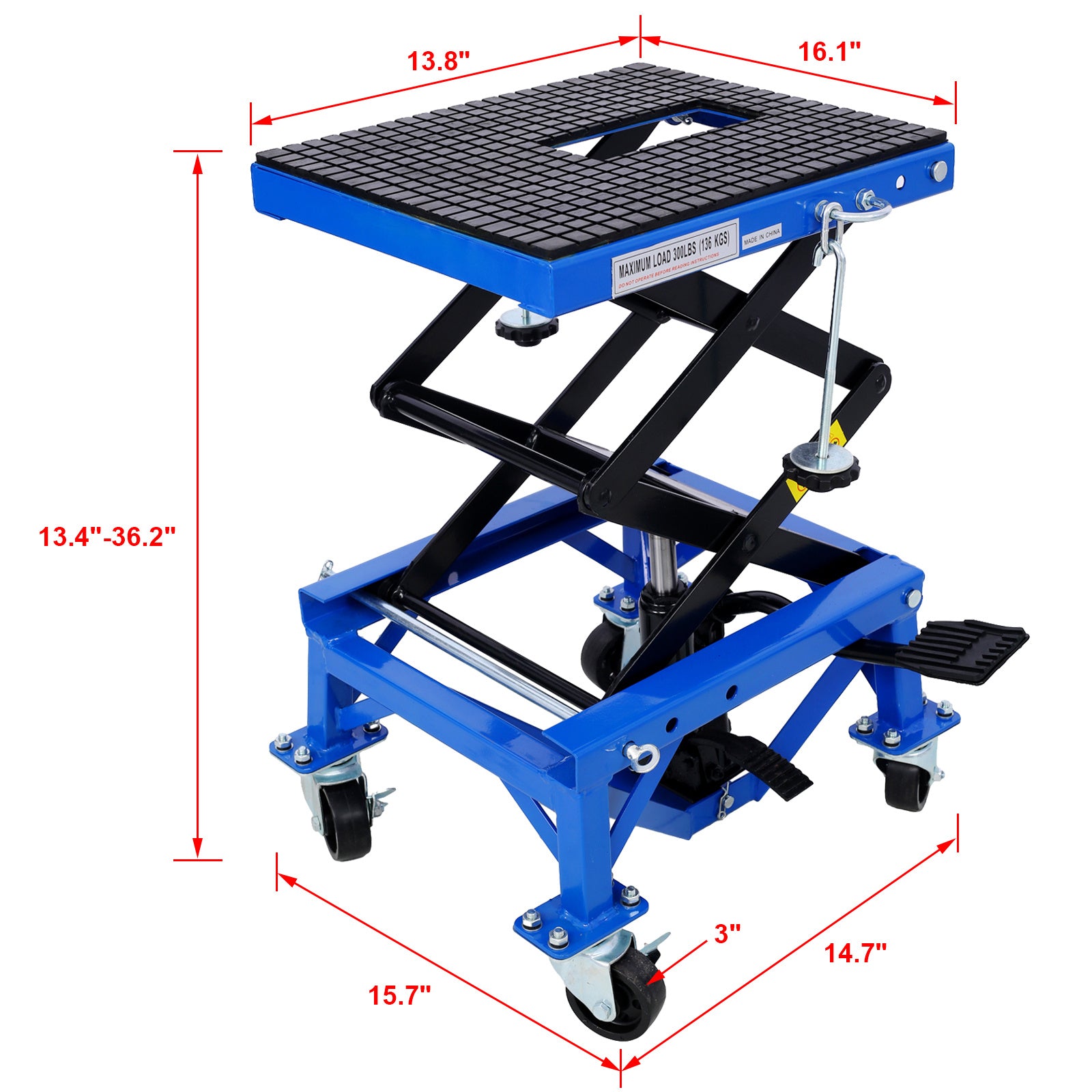 Metal Lifting  Hydraulic Jack - 300 lbs