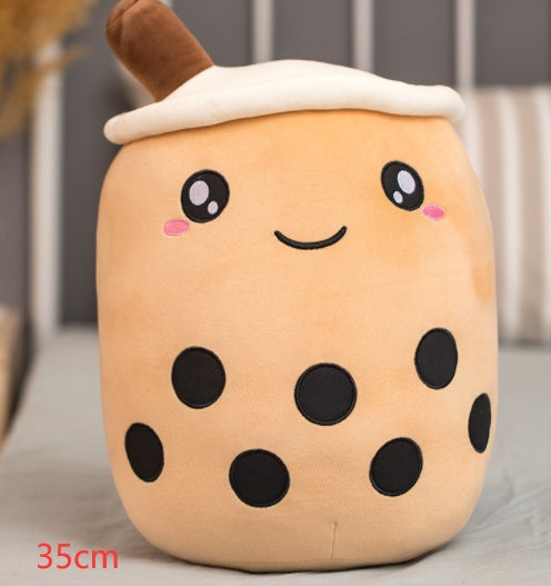 Cute Boba Tea Cup/Bubble Tea Cup/Strawberry Milk Tea Plush Pillow