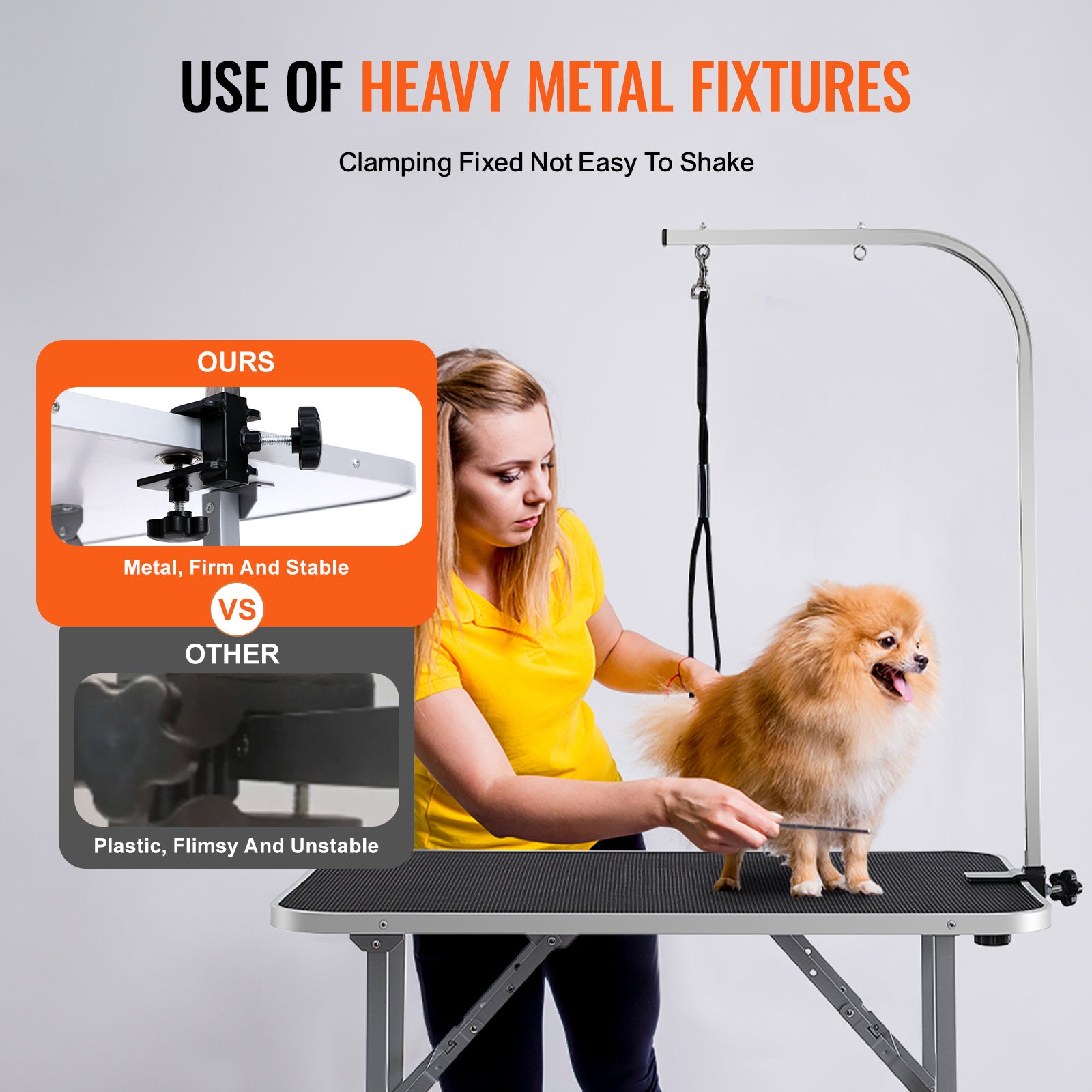 Foldable Pet Grooming Table Arm With Clamp, 36''x24'', Bearing 330lbs