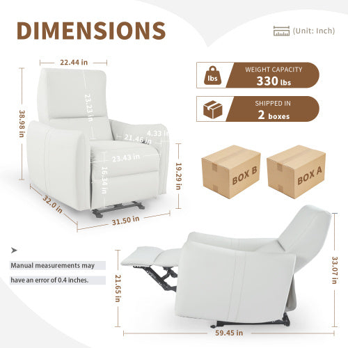 Electric Recliner, PU Leather Recliner With USB Port