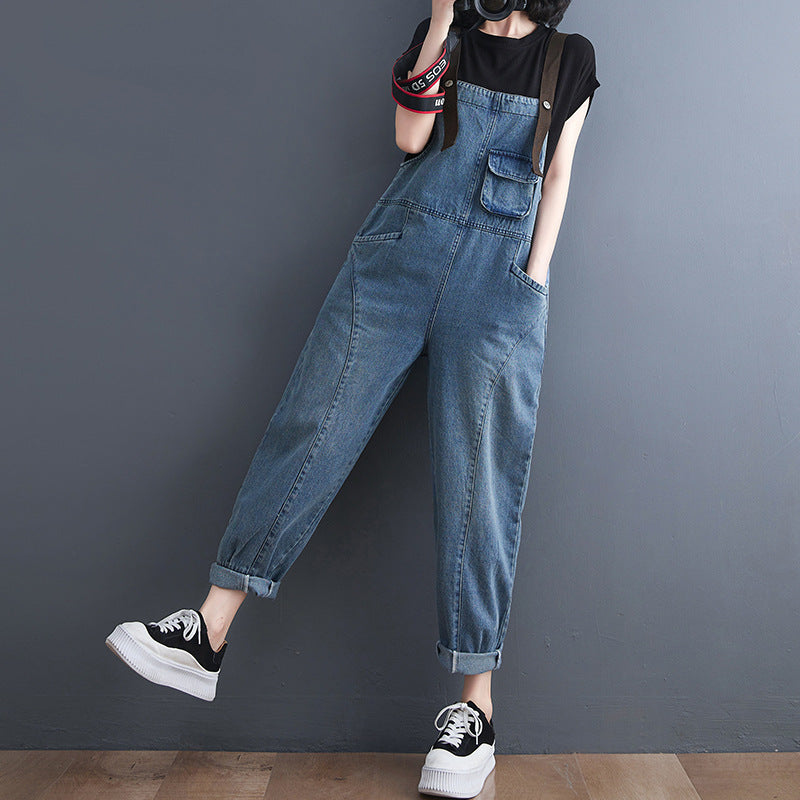 Women's Korean Version Strap Spring Jeans